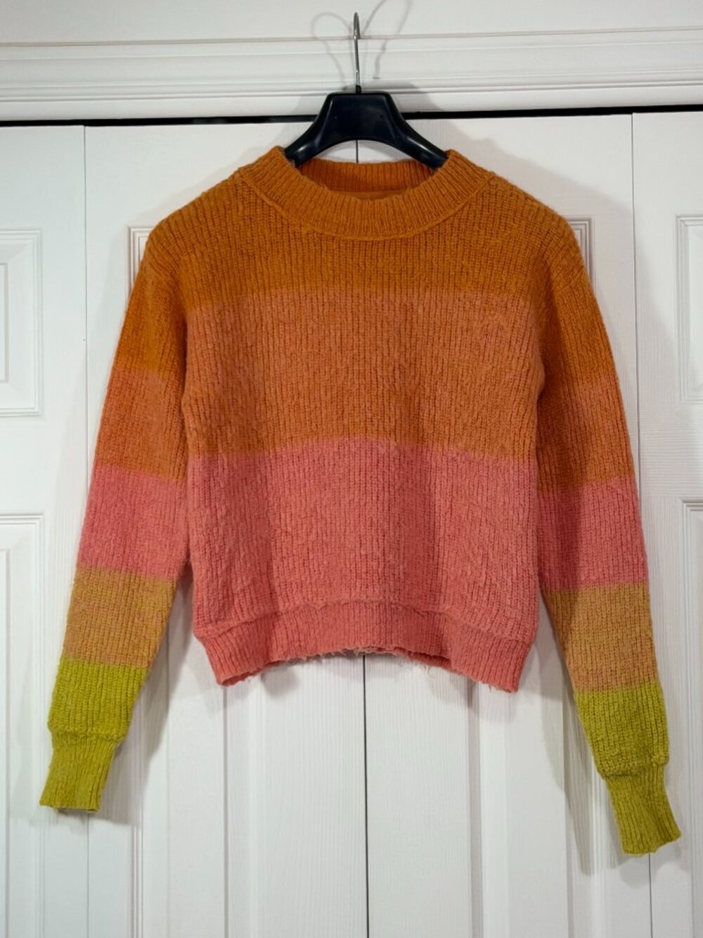 Free People "Autumn Sky Combo" Multicolored Striped Cropped Sweater